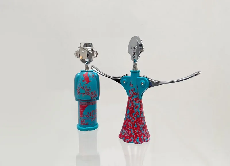 Kurkentrekker-Set-Special-Edition-Liquid-Anna-&-Sandro van Alessi in Blauw-roze – productfoto