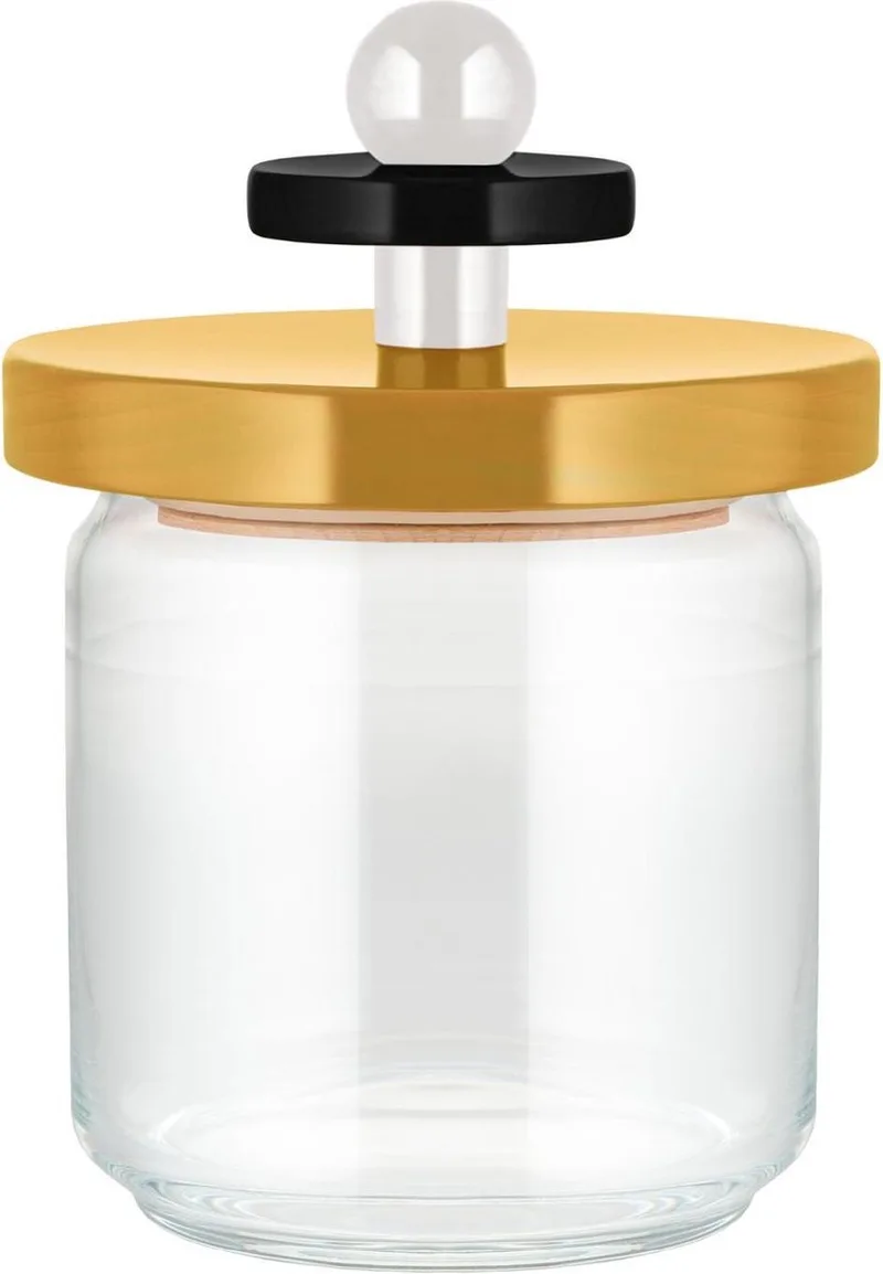 Voorraadpot Twergi - ES16/75 1 - ø 12 cm / 750 ml - door Ettore Sotsass van Alessi in Geel – productfoto