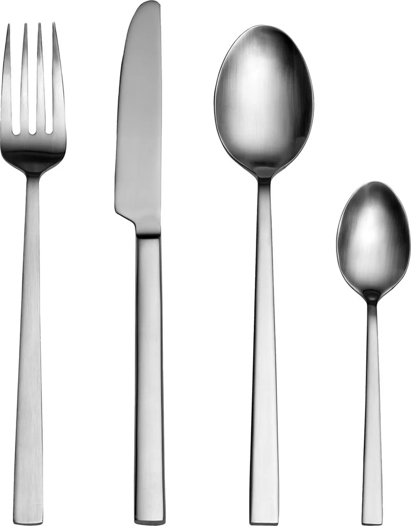 Bestekset 16 stuks - gesatineerd staal - vaatwasserbestendig- 4x messen- 4x vorken- 4x lepels- 4x theelepels de Bitz en Satin finish – photo produit