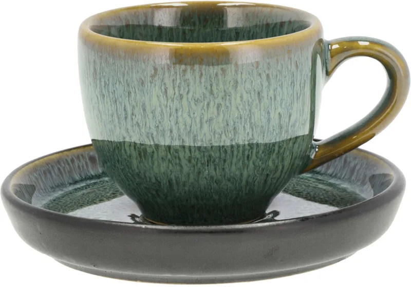 Espresso met Schaaltje Dia 5,5 x 5 cm 7 cl Groen/Zwart de Bitz en Vert, Noir – photo produit