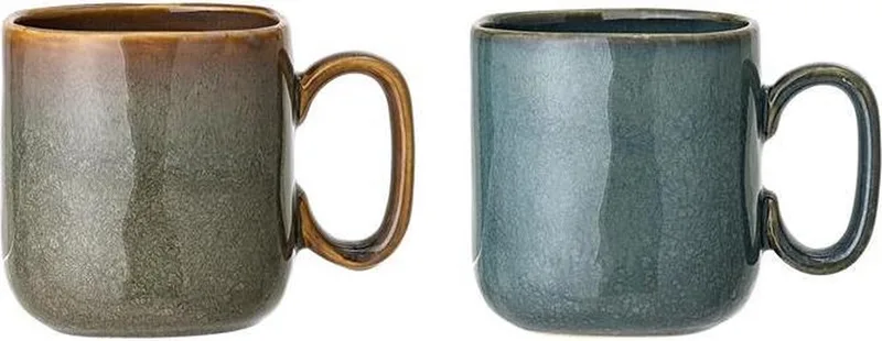 Aime Mok Stoneware L9xH10xB9 cm, 2 Ass Br Gr fra Bloomingville i Blå, Brun – produktbillede