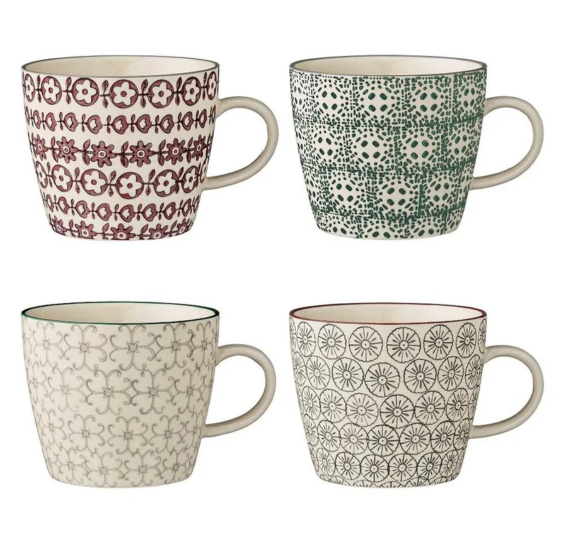 Becher Bloomingville Karine Becher 300 ml Grün Steingut 4er Set, Steingut de Bloomingville en Multicolore – photo produit 1 sur 2