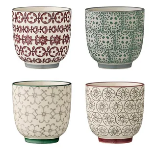 Becher Karine, 4er Set, 150 ml, Keramik, Kaffeebecher, Kaffeepot van Bloomingville in Groen, Paars – productfoto 1 van 2