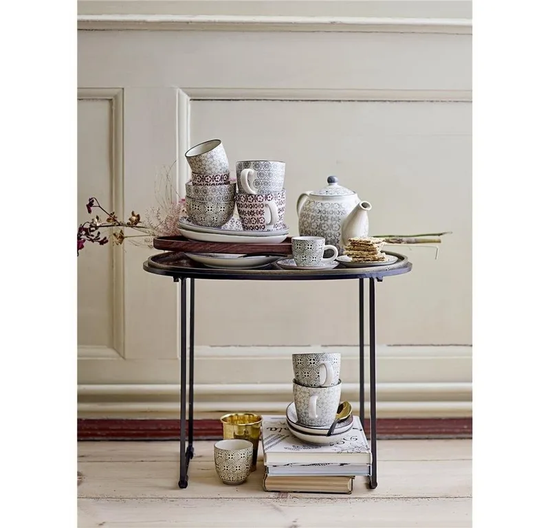 Becher Karine, 4er Set, 150 ml, Keramik, Kaffeebecher, Kaffeepot van Bloomingville in Groen, Paars – productfoto 2 van 2