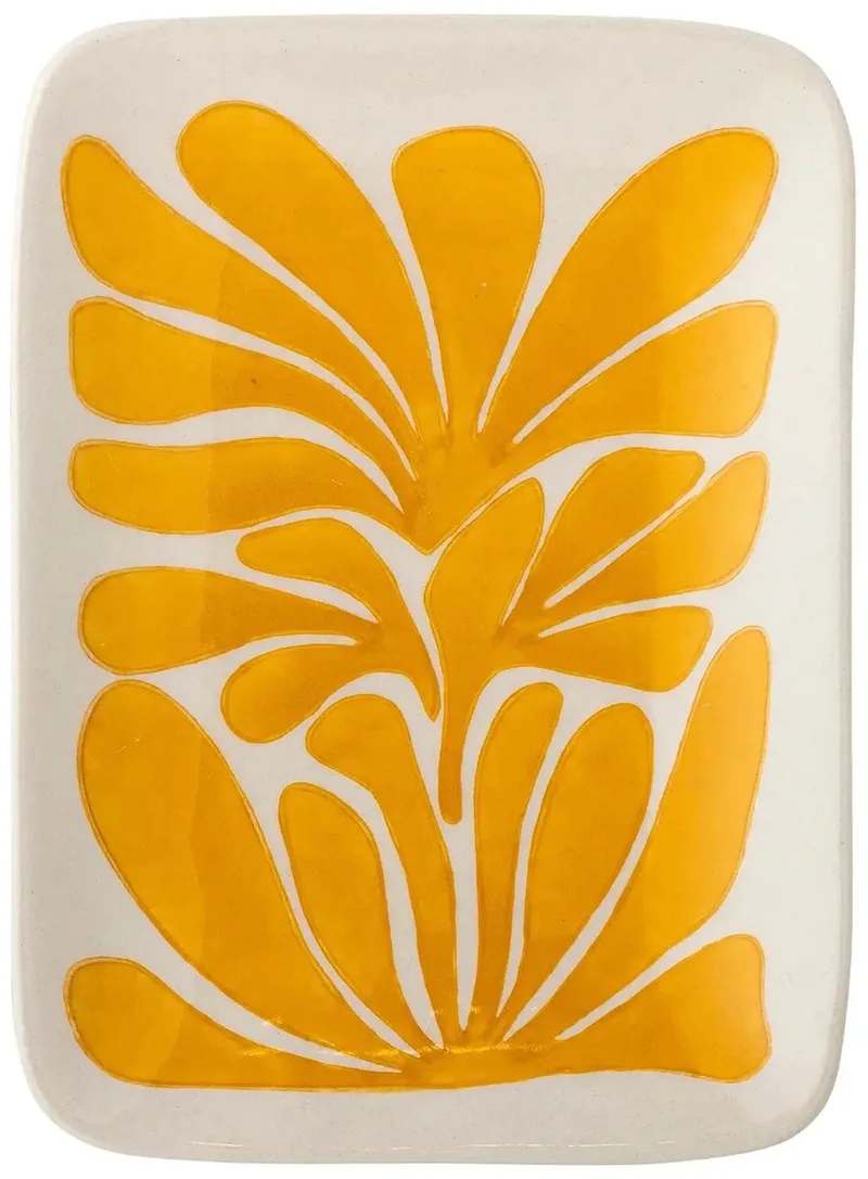 Fauni bordje met geel plantmotief – 15 × 11,5 cm från Bloomingville – produktbild