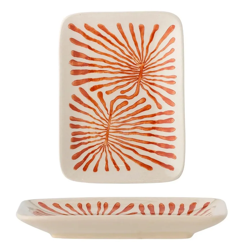 Fauni bordje met rood plantmotief – 15 × 11,5 cm de Bloomingville – photo produit