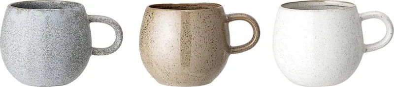 Handgemaakte theemokken - Addison - Beker stoneware set van 3 by Bloomingville in Brown – product photo