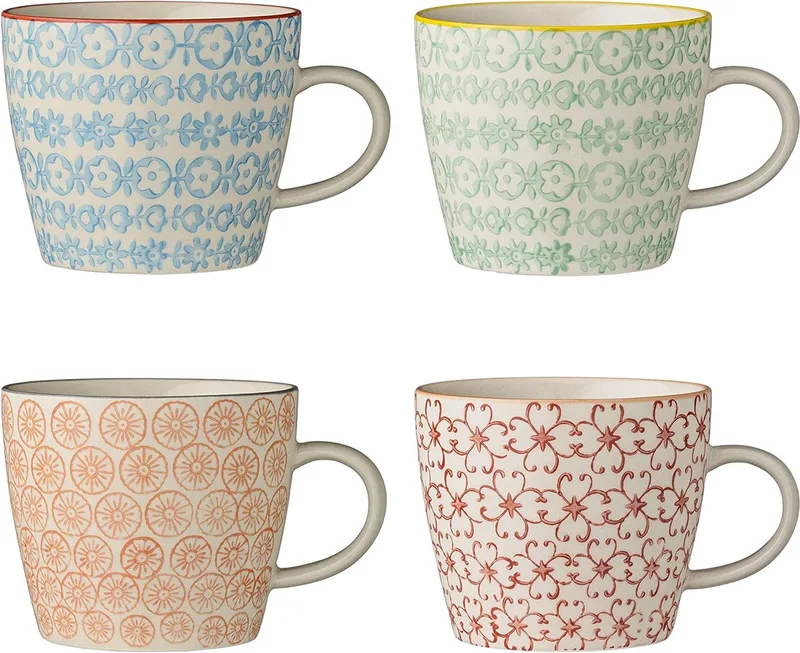 Luxe mokken set – koffie mokken set – beker – coffee mug set – duurzaam by Bloomingville in Red, Green, Blue, Orange. – product photo