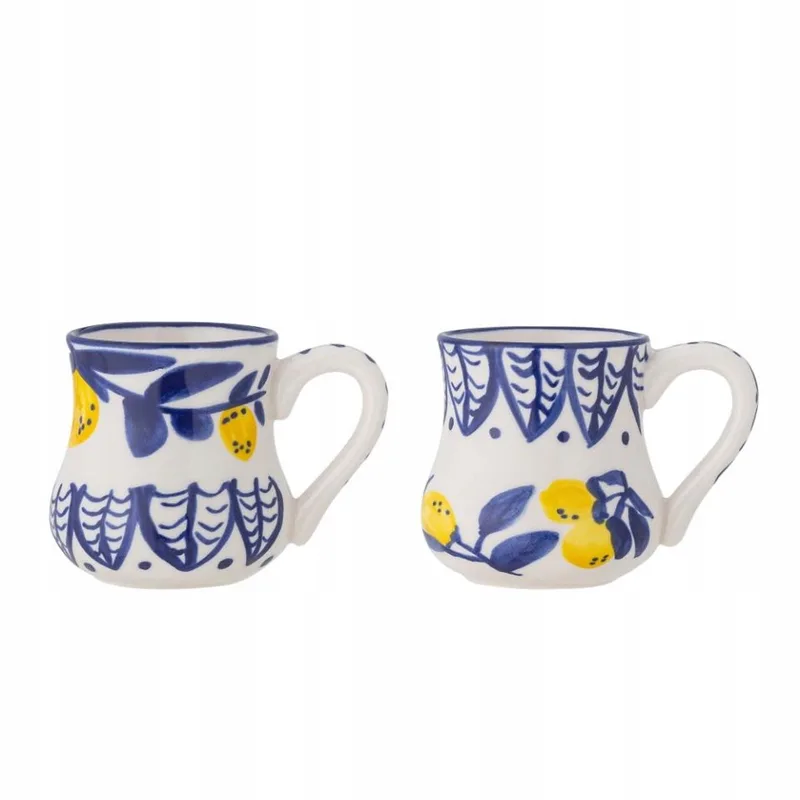 Merkloze Espresso Kopjes 2 stuks 114ml - Blauw & Geel Handgemaakt de Bloomingville en Blauw & Geel – photo produit
