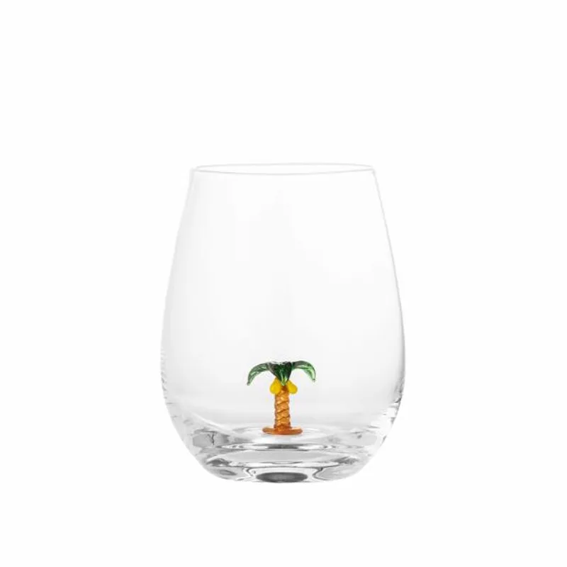 Misa Drinkglas met Palmboom – mondgeblazen glas – 560 ml von Bloomingville in Transparent – Produktfoto