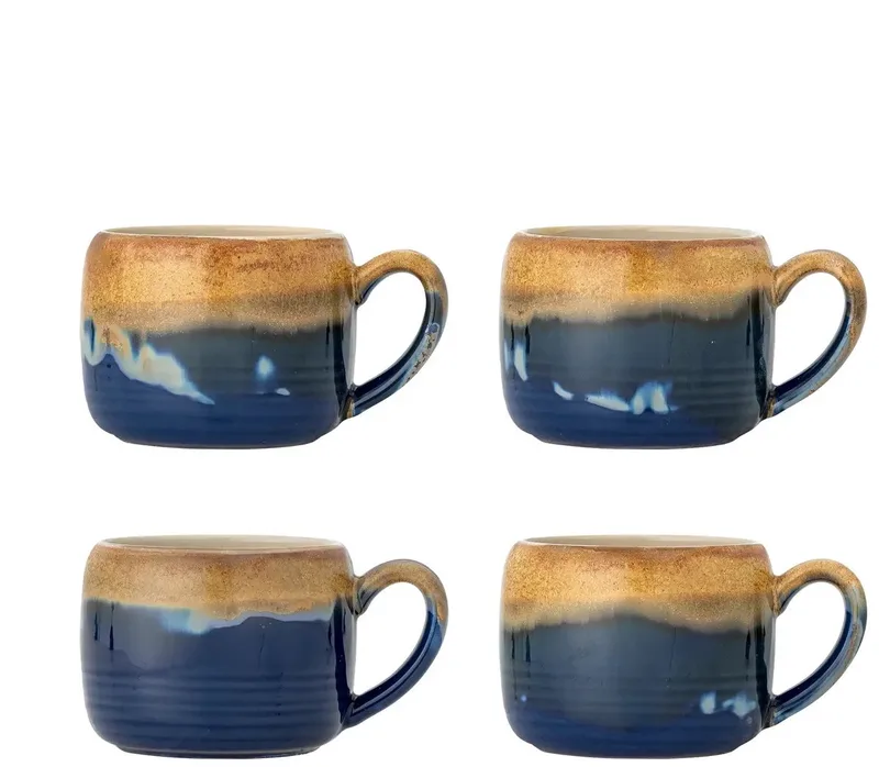 Mok aardewerk blauw Sheen 400ml - set van 4 by Bloomingville – product photo