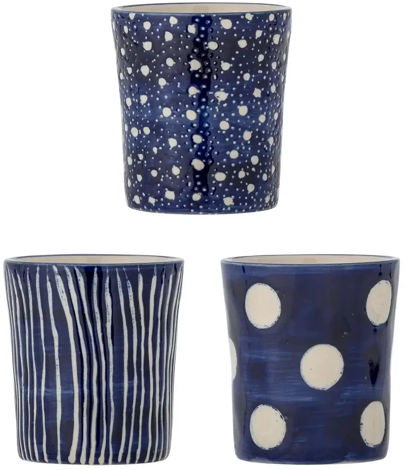 Mok aardewerk Minoa - set van 3 by Bloomingville in Blue – product photo