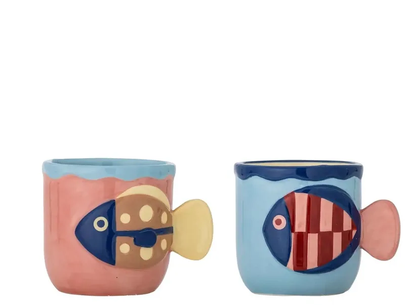 Mok aardewerk Willy 200ml - set van 2 by Bloomingville in Multicolour – product photo