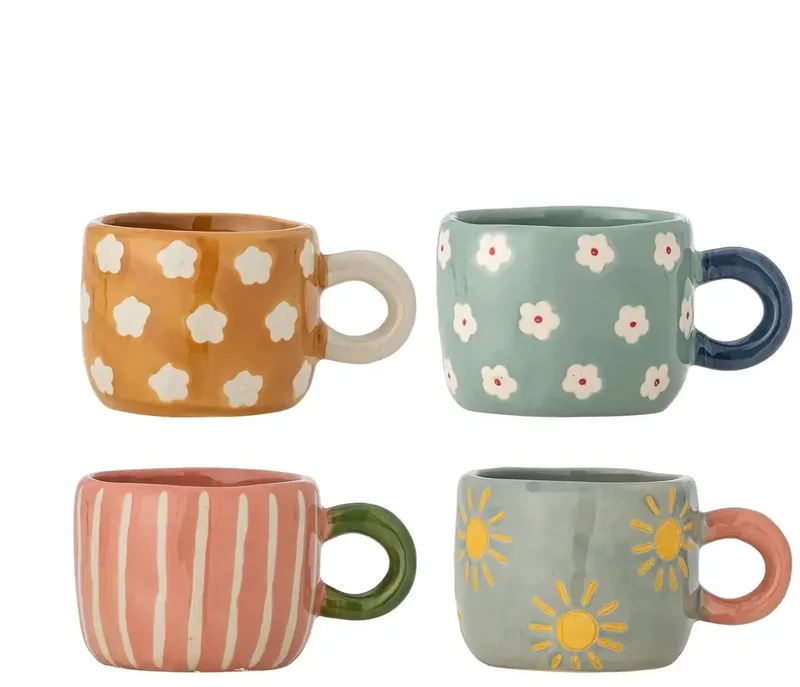 Nini kopjes met kleurrijke patronen – set van 4 – 110 ml van Bloomingville – productfoto 1 van 2