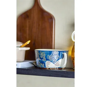 Bol peint à la main Hezha de Bloomingville en Bleu – photo produit 2 sur 5