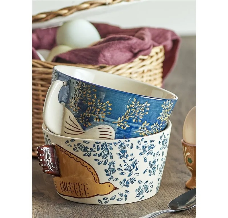 Bol peint à la main Hezha de Bloomingville en Bleu – photo produit 4 sur 5