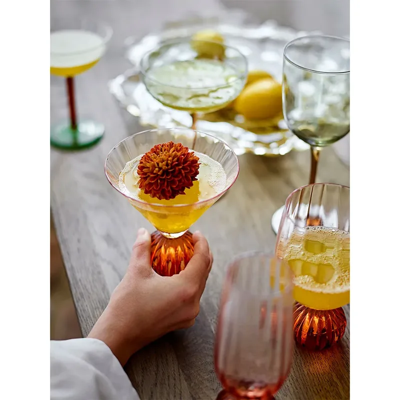Wijnglas glas roze taurin by Bloomingville – product photo 3 of 5