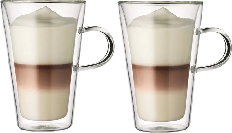 Dubbelwandige Latte Macchiato Glazen met oor Canteen - Gepatenteerd Ventiel - 400 ml - 2 Stuks by Bodum in Transparent – product photo