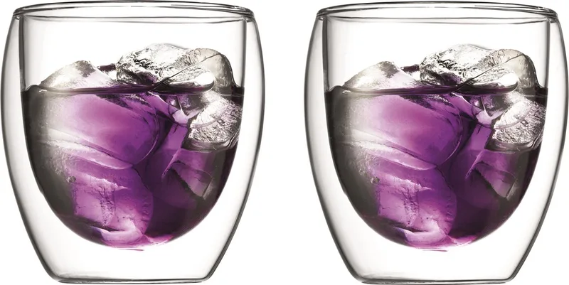 Set van 2 Dubbelwandige Glazen 0.25L van Bodum in Transparant – productfoto