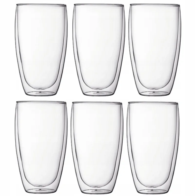 Set van 6 Dubbelwandige Glazen 0.45L van Bodum in Transparant – productfoto
