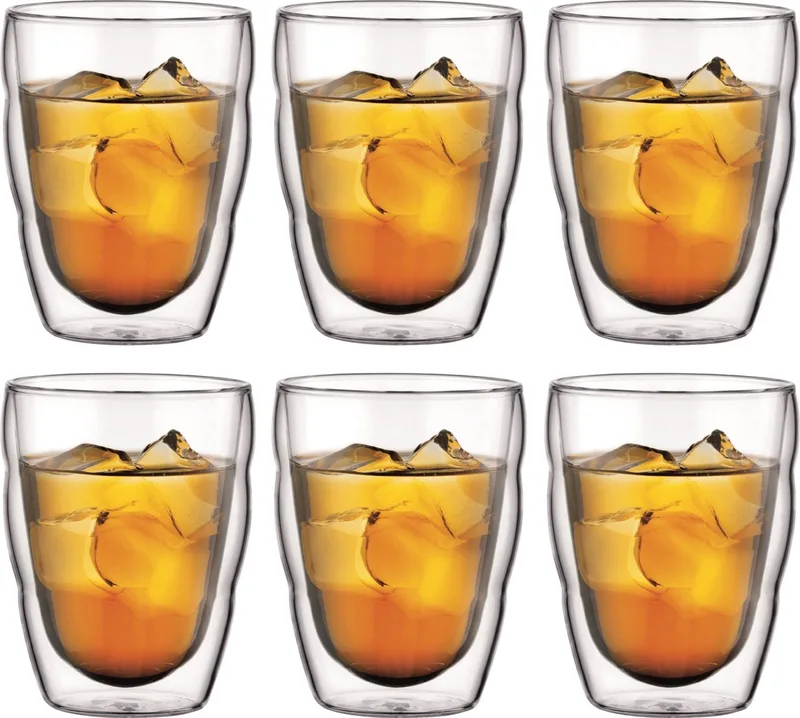 Set van 6 Dubbelwandige Glazen - 250ml - Borosilicaatglas de Bodum en Transparent – photo produit