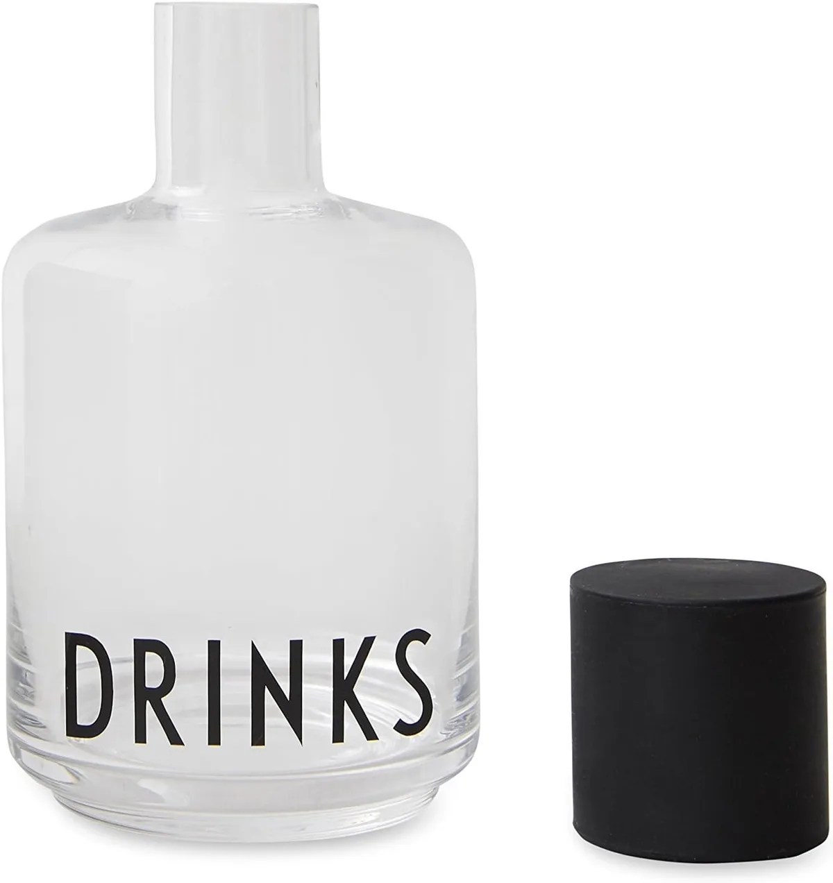 Glazen Karaf met Deksel - 500ml - Stijlvol & Uniek Design de Design Letters en Transparent, Noir – photo produit