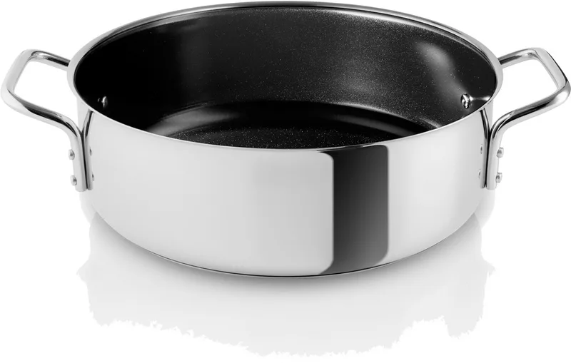Eva Trio Roestvrijstalen sauteusepan, steelpan, geschikt voor inductie, aluminium, roestvrij staal, keramische coating, gepolijst staal, 3,5 L, 312440 by Eva Solo in Silver – product photo