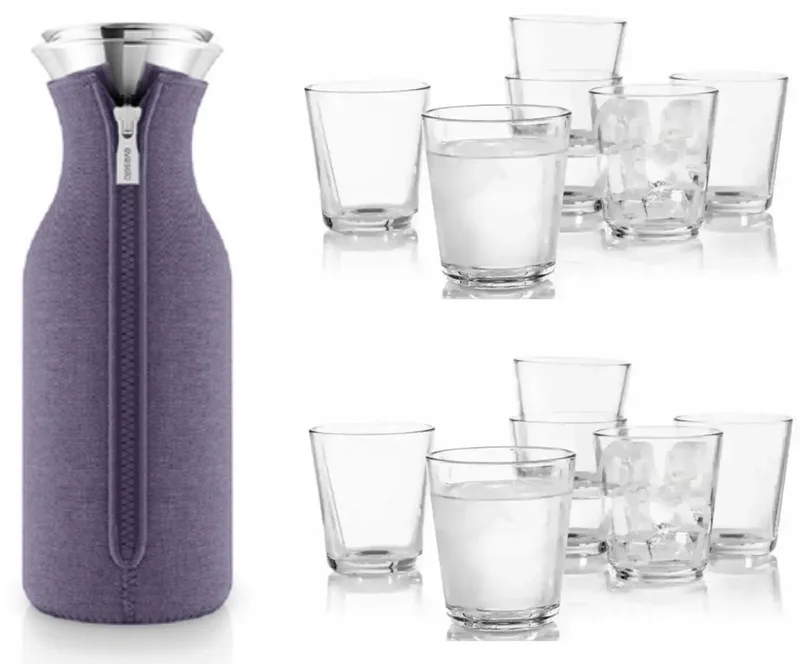 Fridge Karaf – Druppelvrije Koelkastkaraf met 12 Glazen – Deens Design de Eva Solo en Violet blue – photo produit