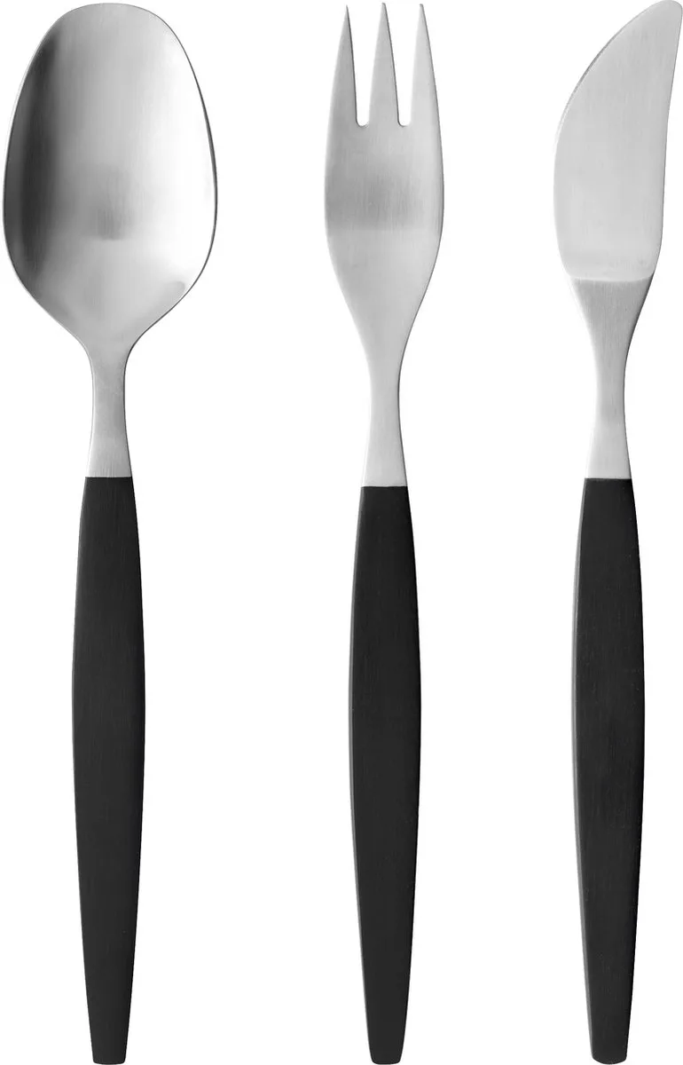 Focus de Luxe Bestekset 12 delen Zwart/Mat staal de Gense en Noir, Matte steel – photo produit
