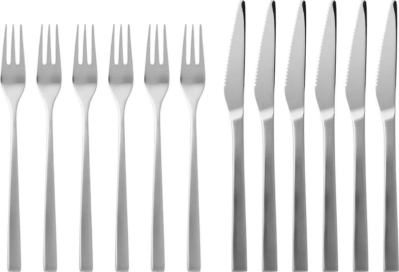 Fuga Steakbestek 12 delen Mat/glanzend staal de Gense en Matte, Polished steel – photo produit