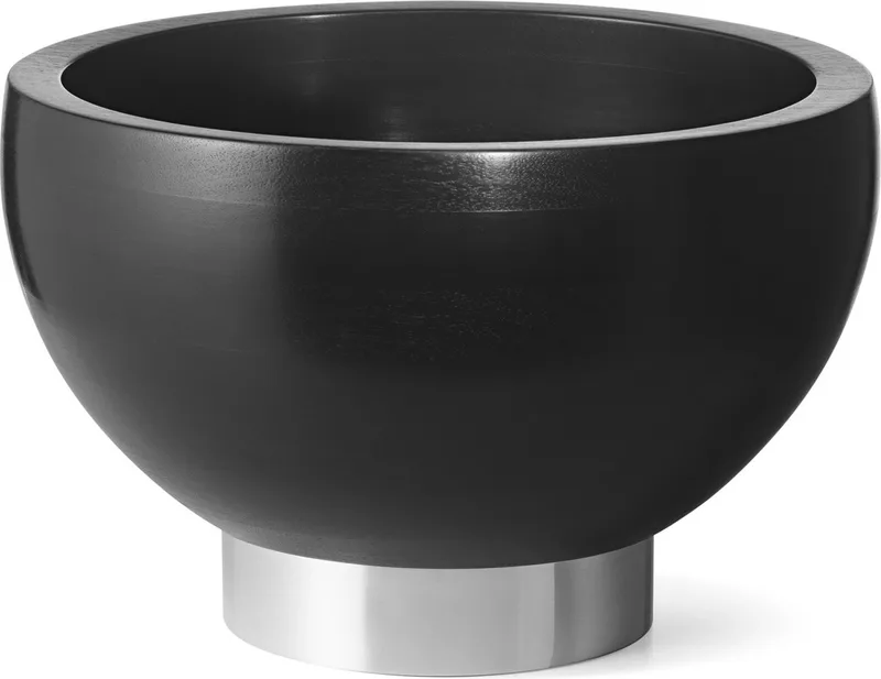 Icons Søren Serveerschaal - Ø 27,6 - Hoogte 17,9 cm - Essenhout/RVS von Georg Jensen in Schwarz – Produktfoto