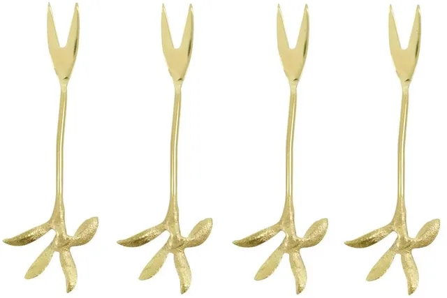 Borrel vorkjes Fork goud - 4 stuks