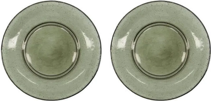 Groen glazen bord Rain 21cm - 2 stuks by House Doctor – product photo