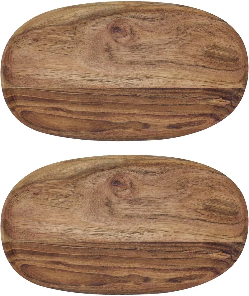 Schalen wood naturel 19x33cm - 2 stuks by House Doctor – product photo