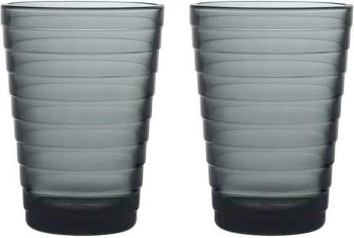 Aino Aalto - Tumbler Glazen Set - Waterglas - Vaatwasserbestendig - Donkergrijs - 33 cl - 2 Stuks de Iittala en Donker Grijs – photo produit