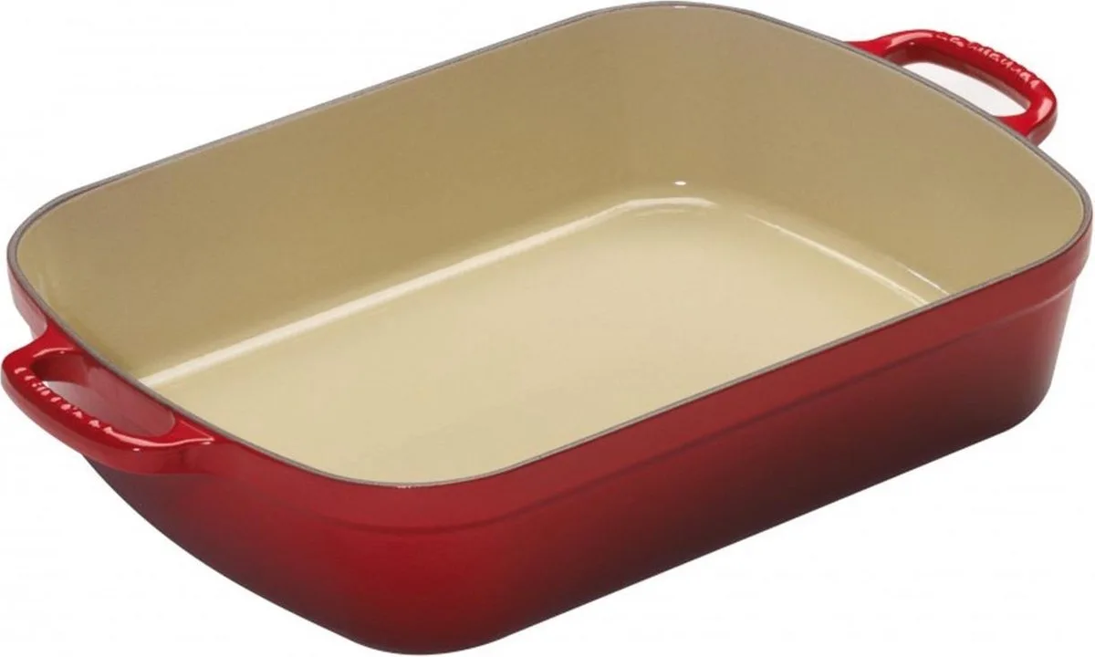 Gietijzeren Braadslede 33 x 25 x 7,5 cm van Le Creuset in Kersenrood – productfoto