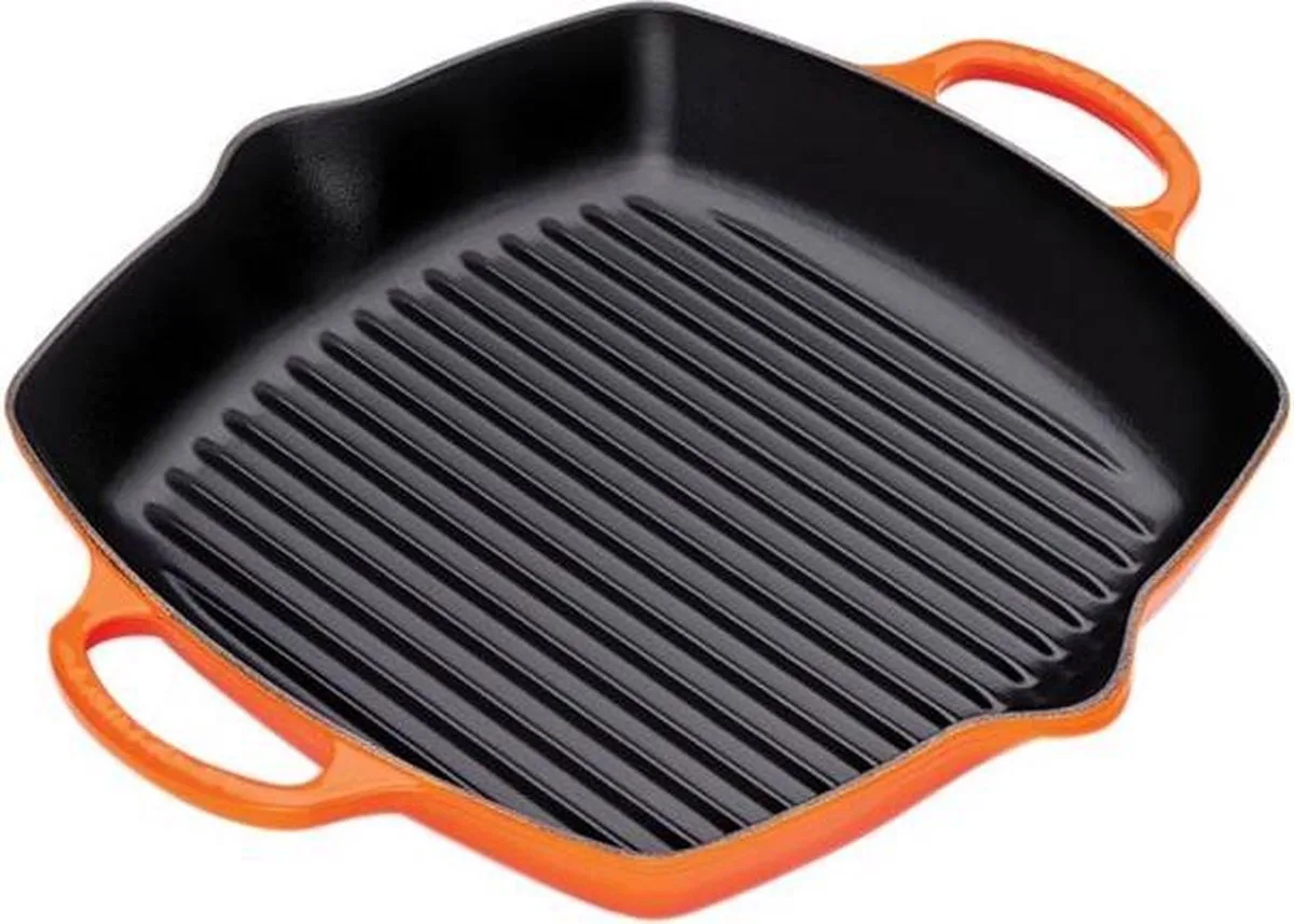 Gietijzeren Hoge Grillplaat 30x30cm van Le Creuset in Oranjerood – productfoto