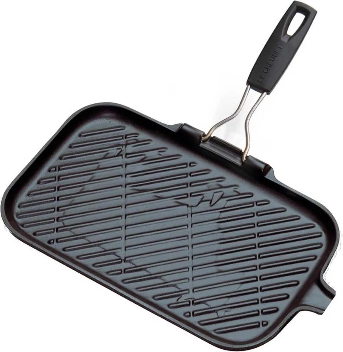 Grillplaat Rechthoekig/ Inklapbare Greep Rechthoekig 36 × 20 cm van Le Creuset in Zwart – productfoto