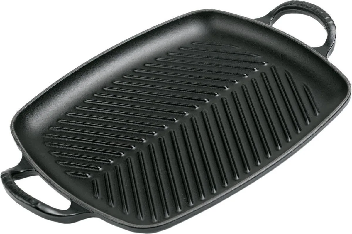 Grillplaat Signature - 30 x 27 cm - Geëmailleerd Gietijzer - Geschikt voor Alle Warmtebronnen, inclusief Inductie en Oven - Vaatwasserbestendig - Levenslange Garantie van Le Creuset in Mat Zwart – productfoto