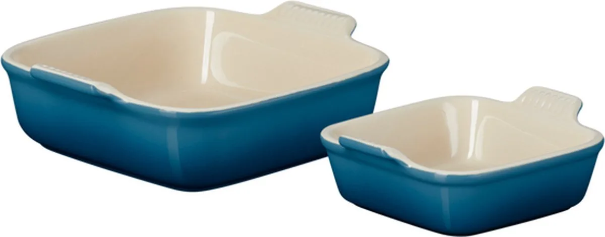 Ovenschaal Vierkant - Set Van 2 Stuks van Le Creuset in Deep Teal – productfoto