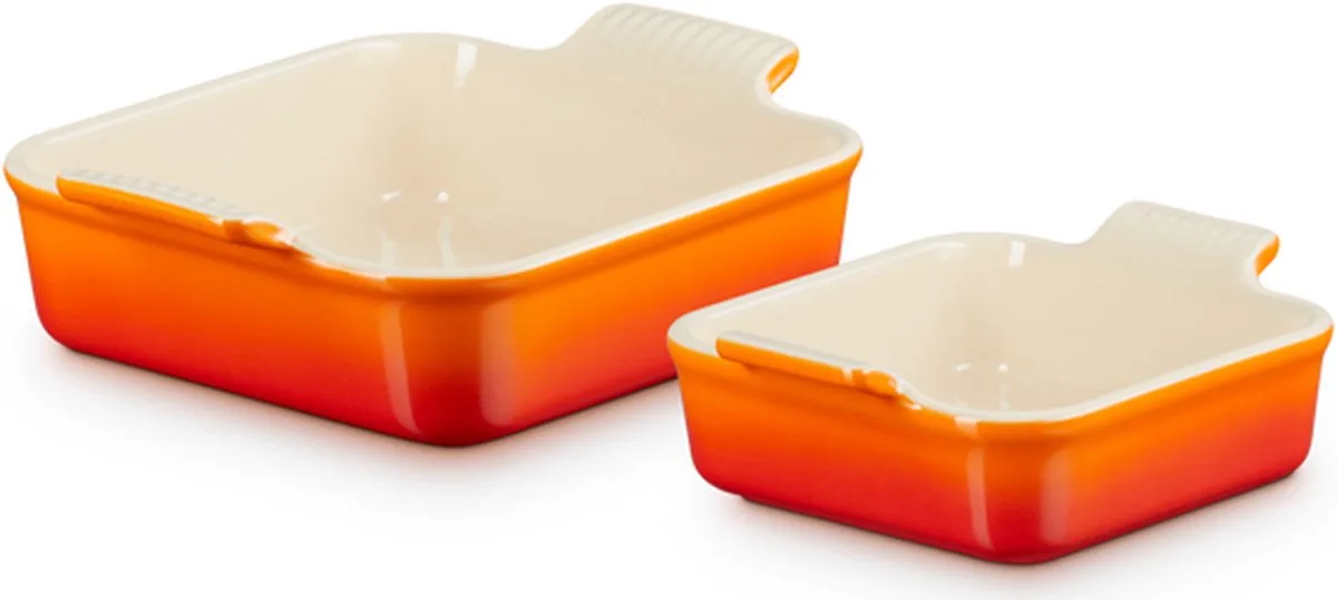 Ovenschaal Vierkant - Set Van 2 Stuks van Le Creuset in Oranje – productfoto