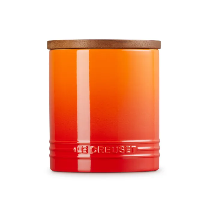 Signature - Voorraadpot 1,10l met houten deksel Oranjerood de Le Creuset – photo produit