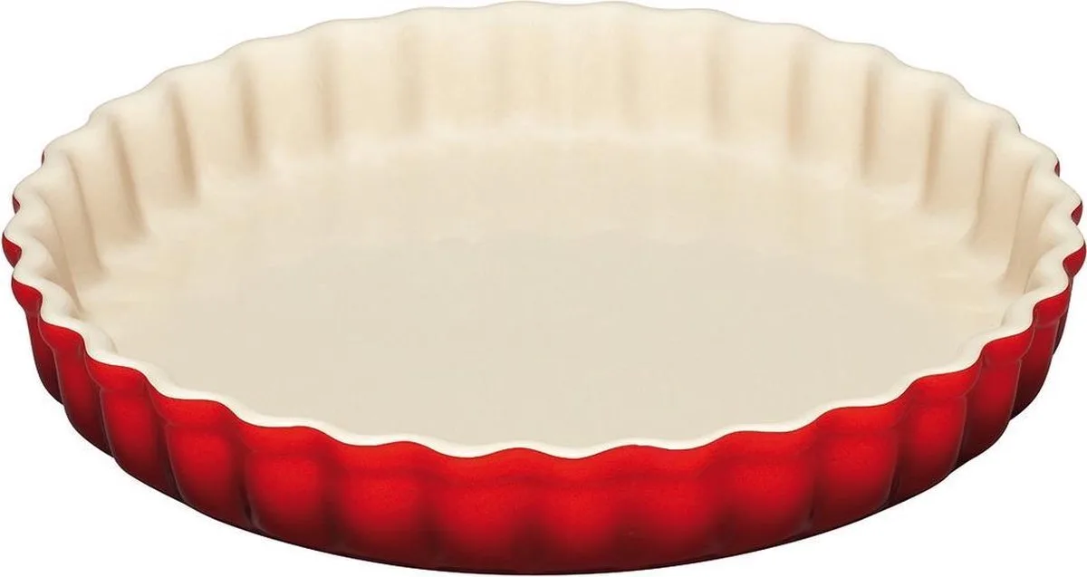 Taartvorm - Rond - 24 cm - Aardewerk van Le Creuset in Kersenrood – productfoto