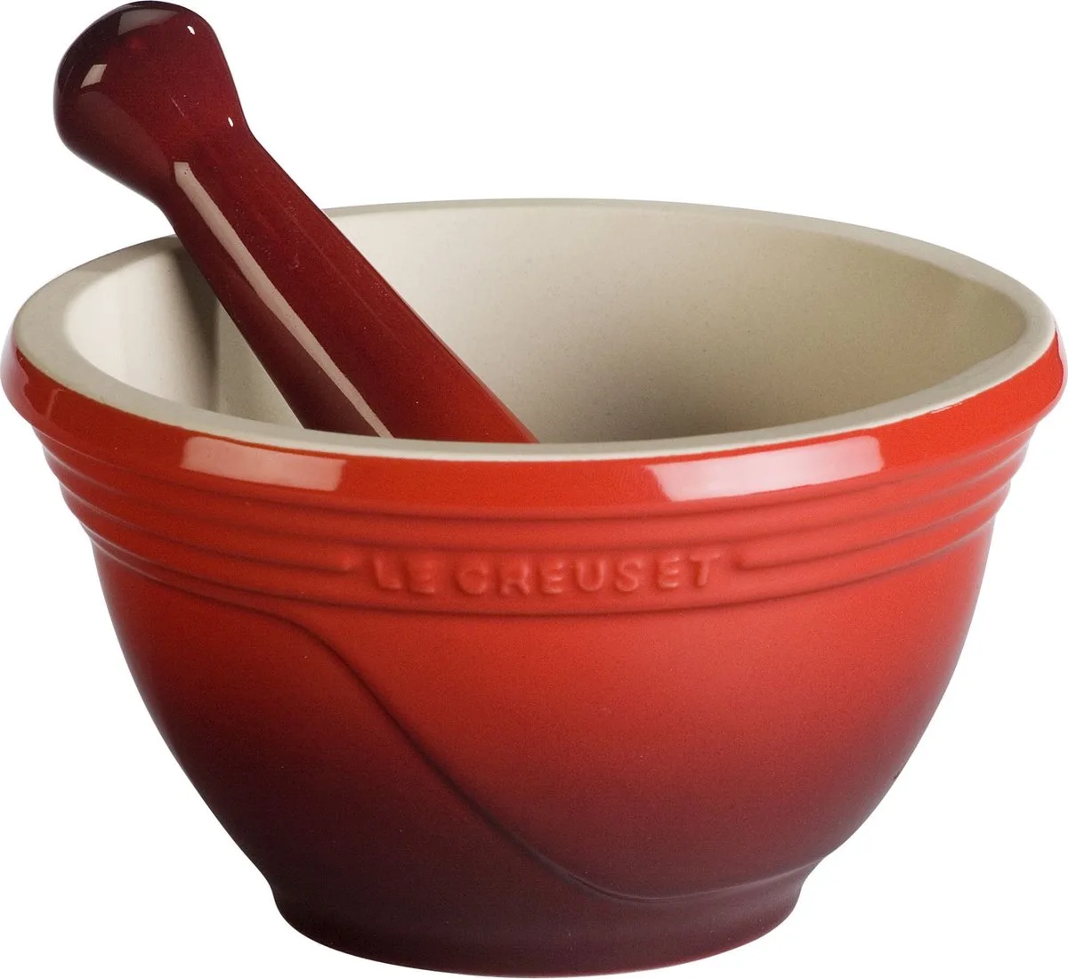 Vijzel met Stamper Kersenrood ø 12 cm by Le Creuset in Red – product photo