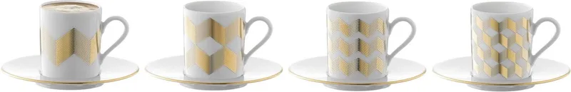Chevron Kop en Schotel - 100 ml - Set van 4 Stuks von LSA International in Gold – Produktfoto