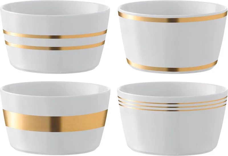 Deco Schaal - Porselein - Ø 13 cm - Set van 4 Stuks by LSA International in Gold – product photo