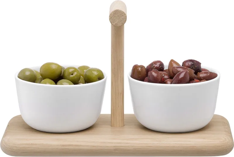 Dine Serveerplank met 2 Schalen Diep - Porselein de LSA International en Blanc – photo produit