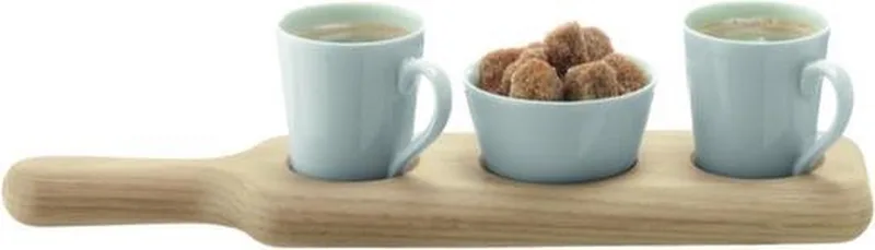 Paddle Duo Espresso Set - Met Houten Dienblad - Set van 3 Stuks de LSA International en Blanc – photo produit