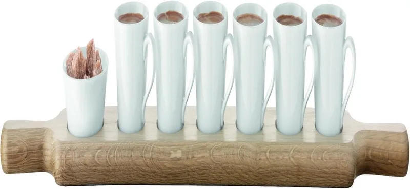 Paddle Espressoset - Met Houten Dienblad - Set van 7 Stuks de LSA International en Blanc – photo produit
