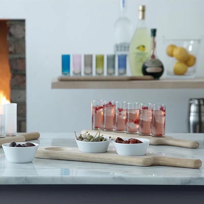 Paddle Tapasset met Serveerplank Set van 6 Stuks - Porselein de LSA International en Blanc – photo produit
